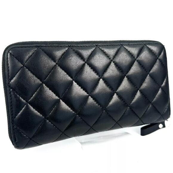 💎✨BEAUTIFUL✨💎Authentic CHANEL Matelasse Long Wallet Zip Around Black - Picture 4 of 11